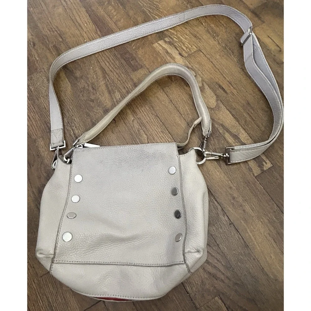 Hammitt Bryant Medium bag is crafted from grey pebbled leather Silver Rivets Med